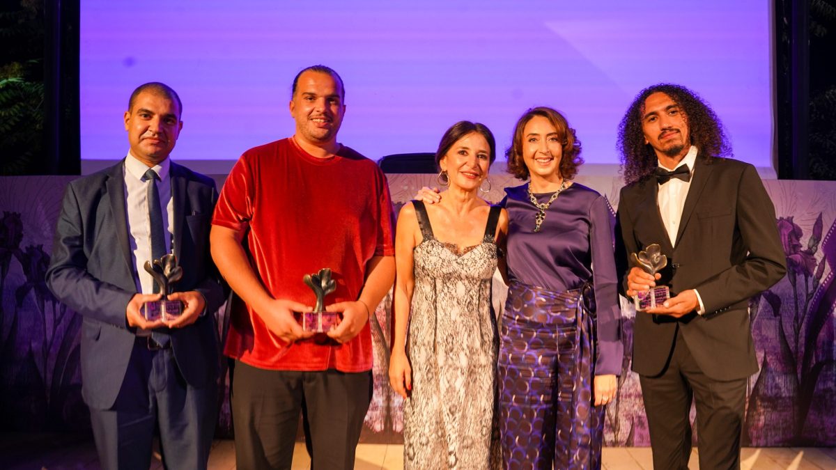 Left to right: The Algerian Ambassador, representing Mourad Hamla, Salah Issaad, Princess Rym Ali, Nada Doumani, Areeb Zuaiter, Abdallah Al-Khatib and Bassam Alasad